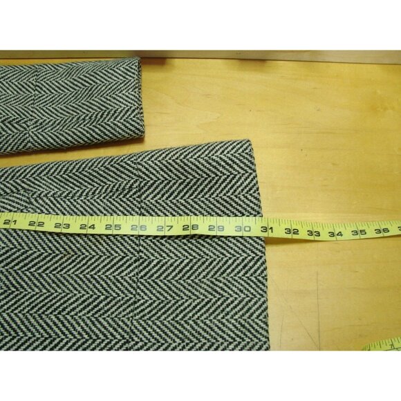 Guess Womens Med Chevron Black White Wool Blend Pea Coat Double Breasted Flared - Picture 13 of 13